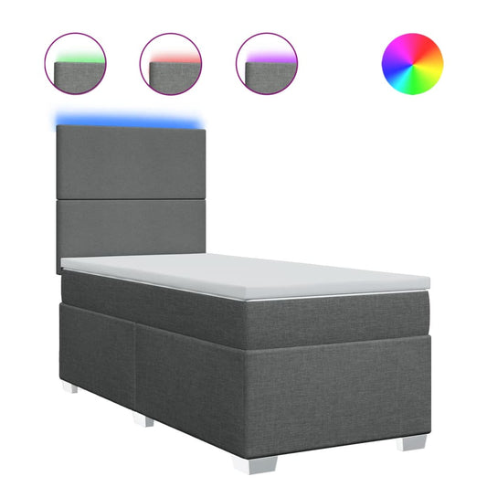 vidaXL Κρεβάτι Boxspring με Στρώμα Σκούρο Γκρι 80x200 εκ. Υφασμάτινο