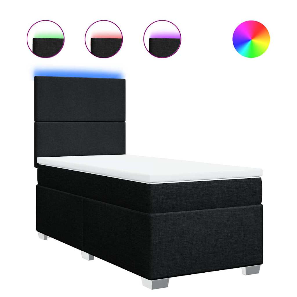 vidaXL Κρεβάτι Boxspring με Στρώμα Μαύρο 80 x 200 εκ. Υφασμάτινο