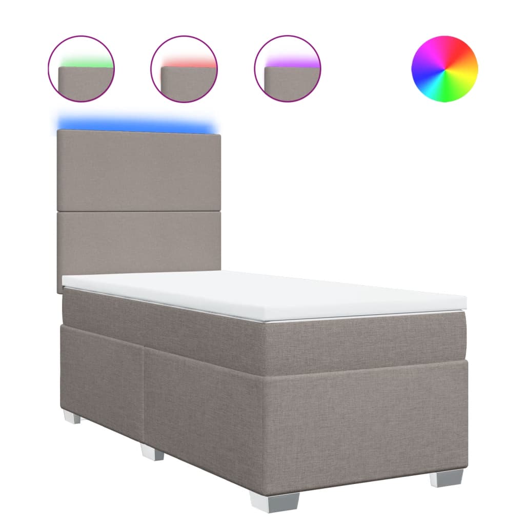 vidaXL Κρεβάτι Boxspring με Στρώμα Taupe 80x200 εκ. Υφασμάτινο
