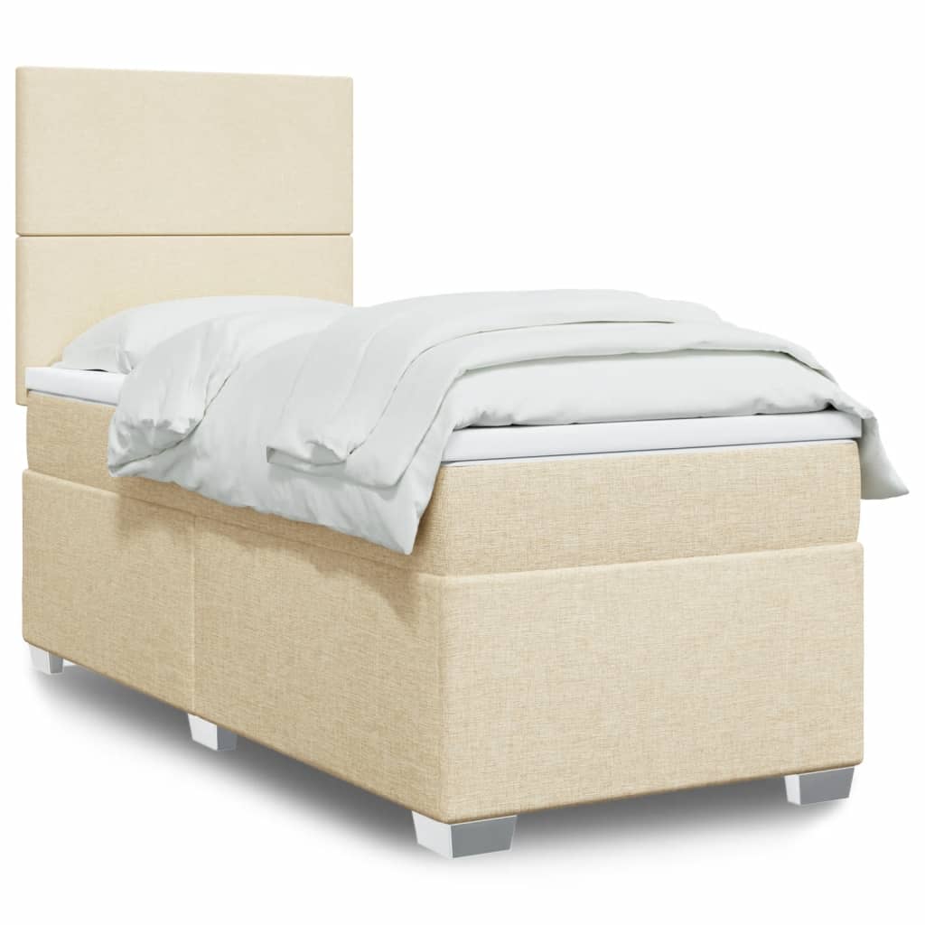 vidaXL Κρεβάτι Boxspring με Στρώμα Κρεμ 80 x 200 εκ. Υφασμάτινο