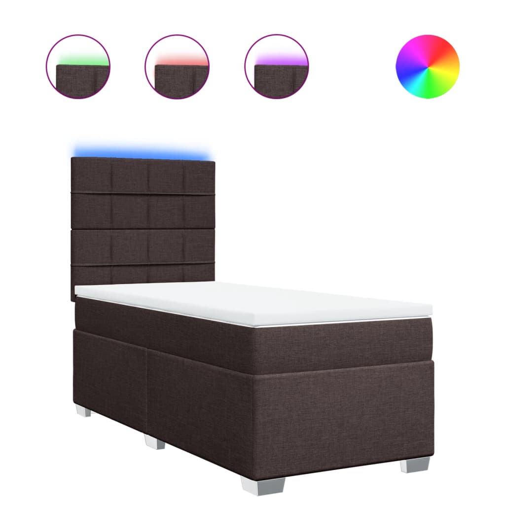 vidaXL Κρεβάτι Boxspring με Στρώμα Σκούρο Καφέ 80x200 εκ. Υφασμάτινο