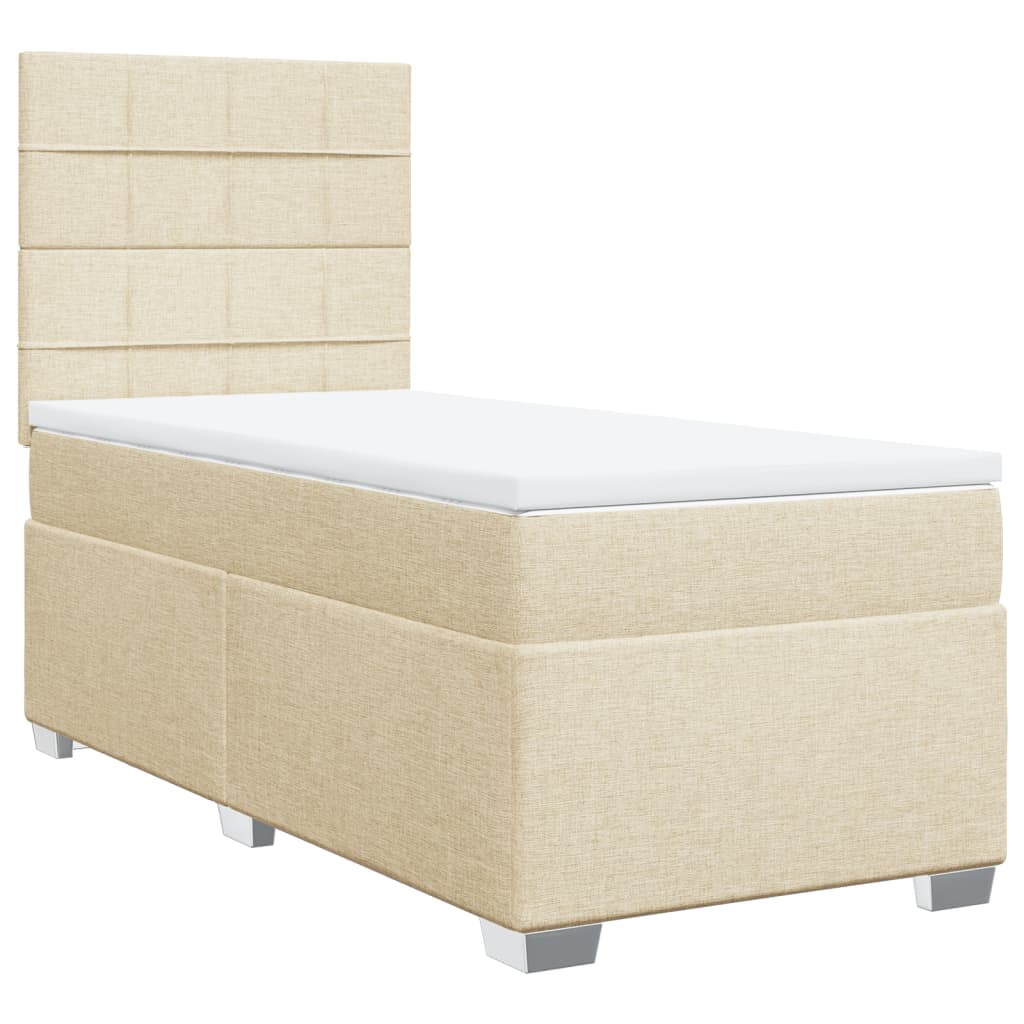 vidaXL Κρεβάτι Boxspring με Στρώμα Κρεμ 80 x 200 εκ. Υφασμάτινο