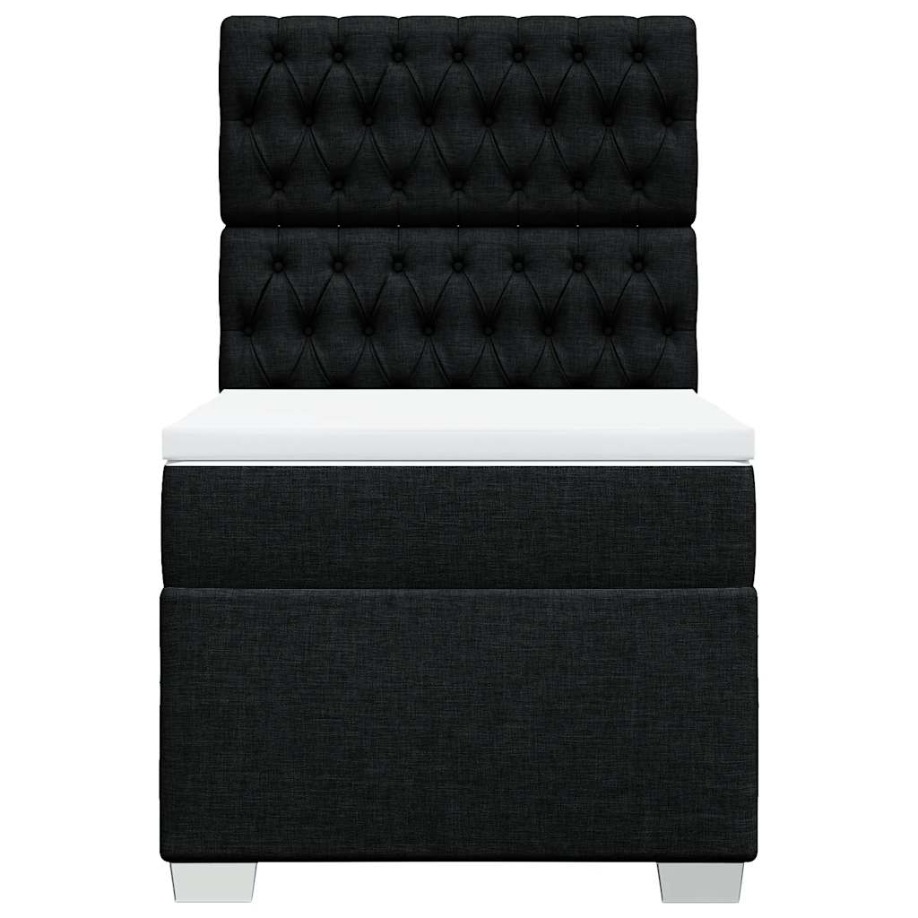 vidaXL Κρεβάτι Boxspring με Στρώμα Μαύρο 80 x 200 εκ. Υφασμάτινο