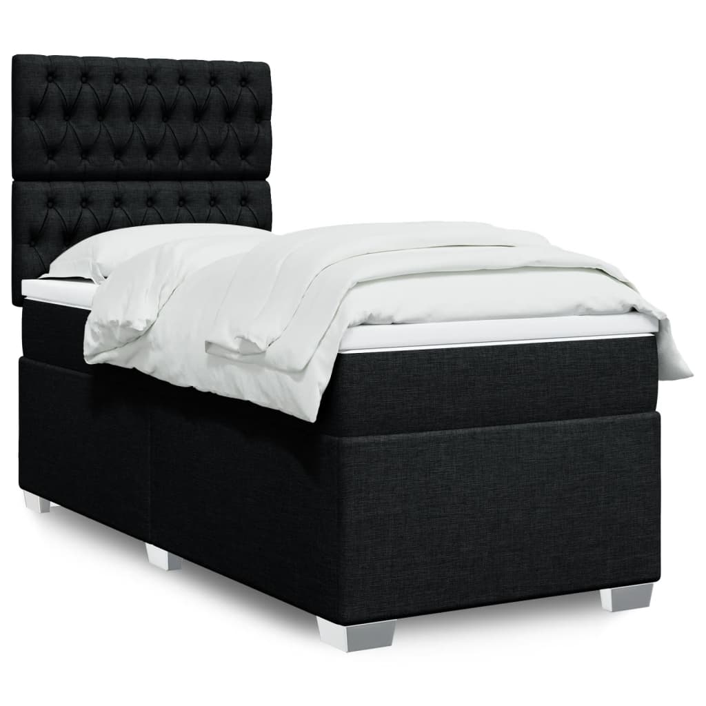 vidaXL Κρεβάτι Boxspring με Στρώμα Μαύρο 80 x 200 εκ. Υφασμάτινο