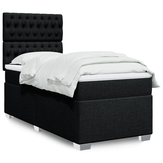 vidaXL Κρεβάτι Boxspring με Στρώμα Μαύρο 80 x 200 εκ. Υφασμάτινο