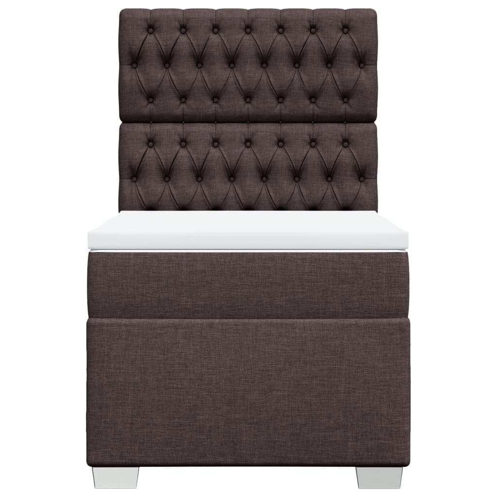 vidaXL Κρεβάτι Boxspring με Στρώμα Σκούρο Καφέ 80x200 εκ. Υφασμάτινο