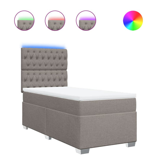 vidaXL Κρεβάτι Boxspring με Στρώμα Taupe 80x200 εκ. Υφασμάτινο