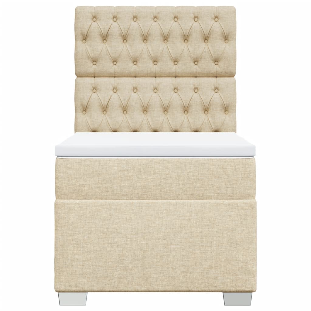 vidaXL Κρεβάτι Boxspring με Στρώμα Κρεμ 80 x 200 εκ. Υφασμάτινο