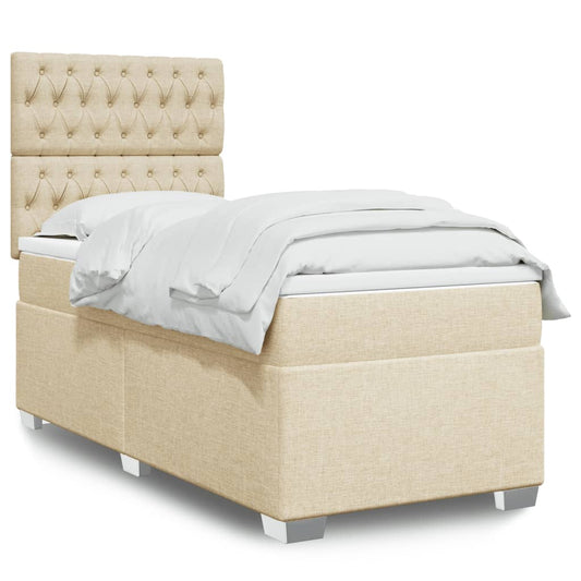 vidaXL Κρεβάτι Boxspring με Στρώμα Κρεμ 80 x 200 εκ. Υφασμάτινο