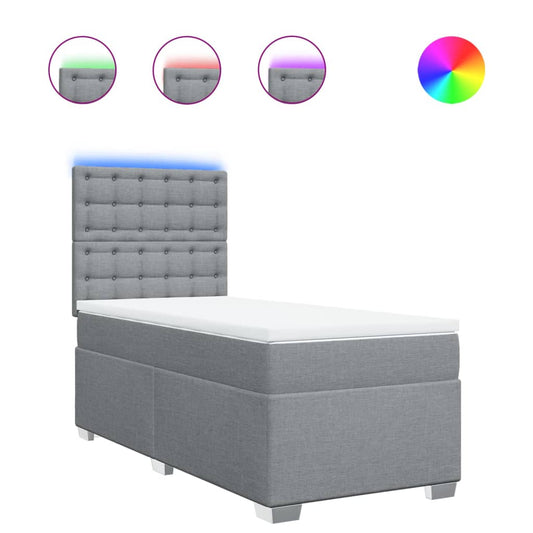 vidaXL Κρεβάτι Boxspring με Στρώμα Ανοιχτό Γκρι 80x200 εκ. Υφασμάτινο