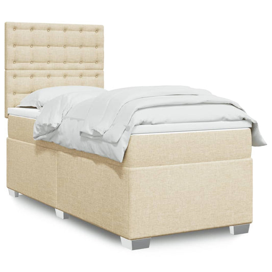 vidaXL Κρεβάτι Boxspring με Στρώμα Κρεμ 80 x 200 εκ. Υφασμάτινο