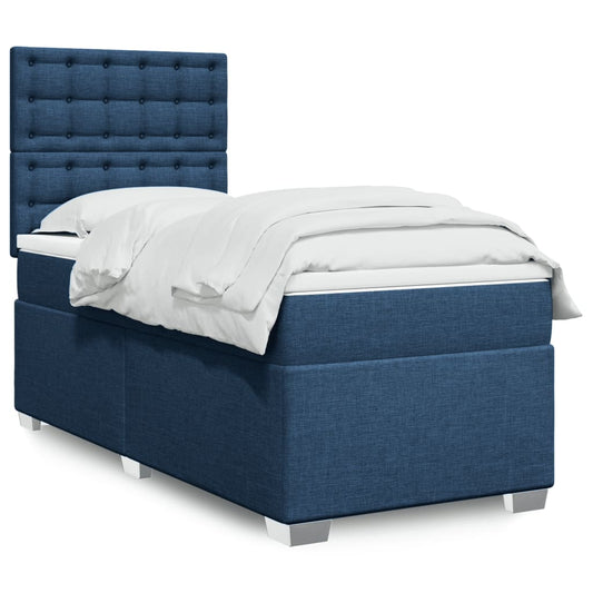 vidaXL Κρεβάτι Boxspring με Στρώμα Μπλε 80x200 εκ. Υφασμάτινο