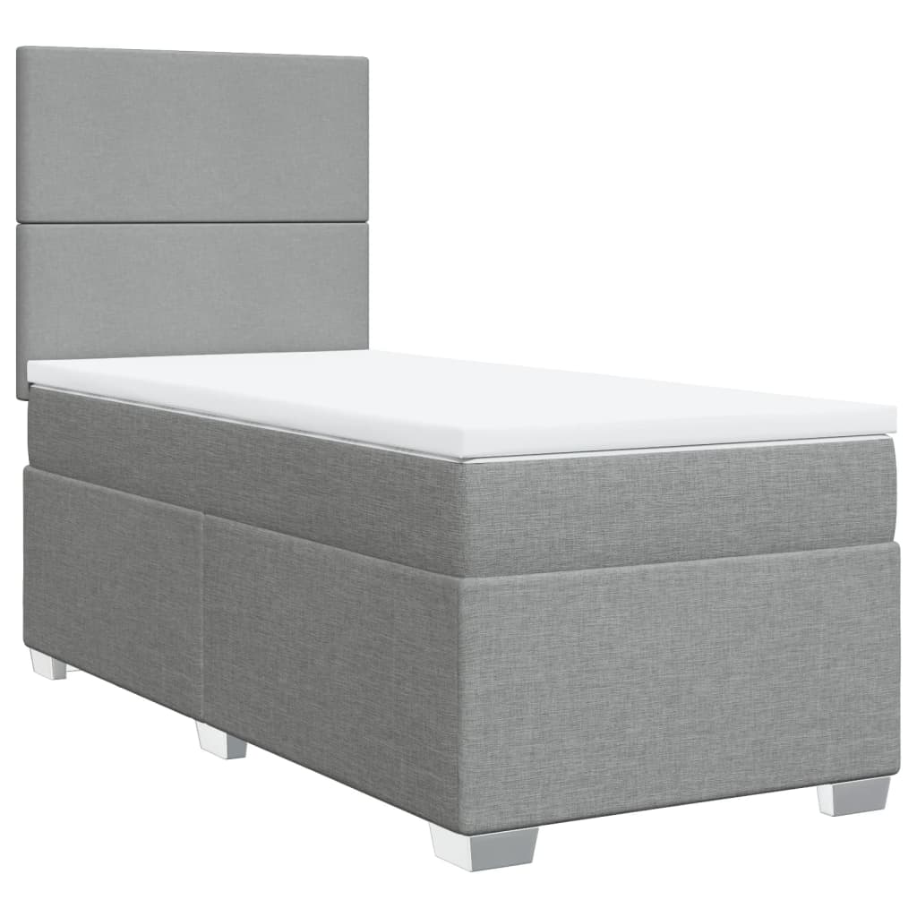 vidaXL Κρεβάτι Boxspring με Στρώμα Ανοιχτό Γκρι 90x190 εκ. Υφασμάτινο