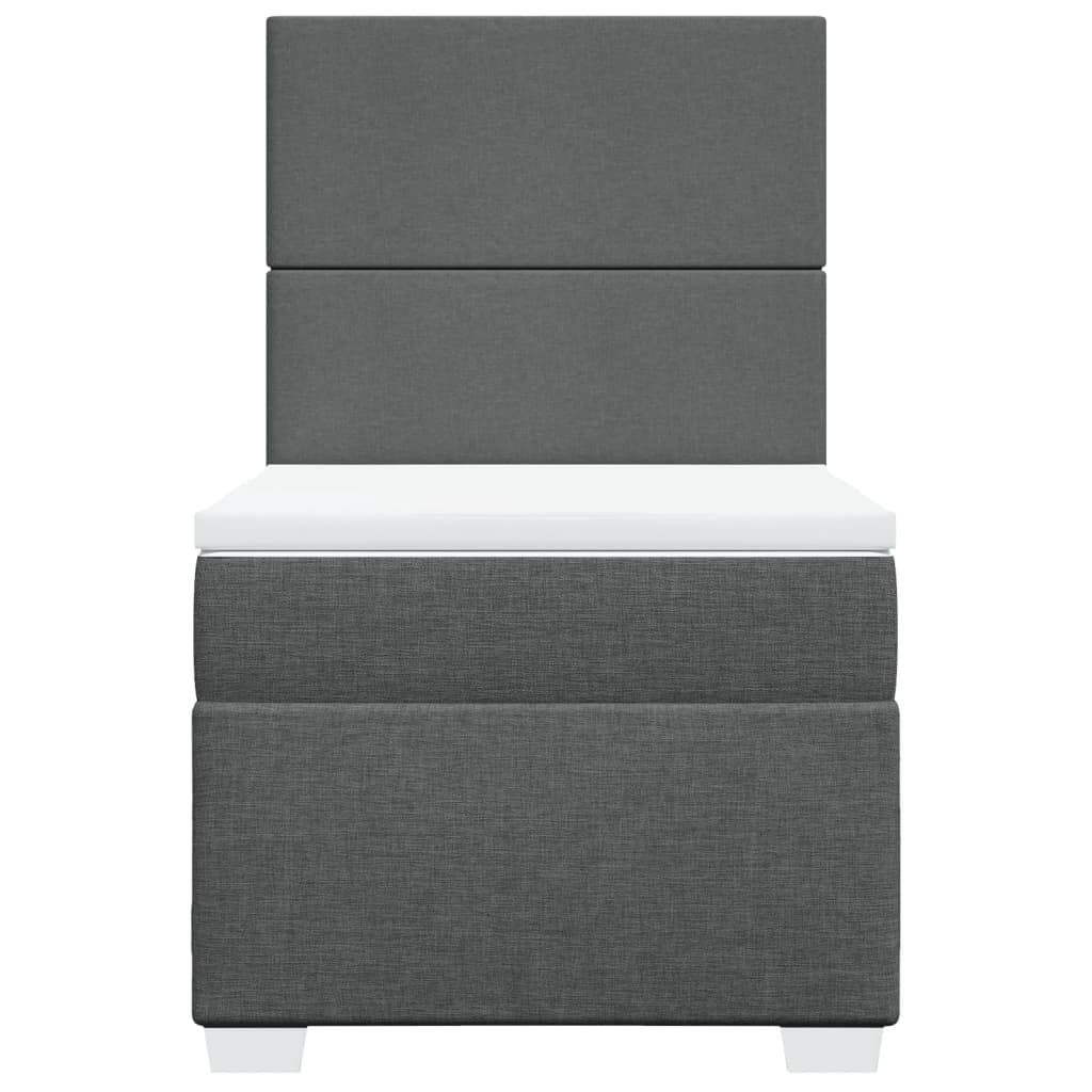 vidaXL Κρεβάτι Boxspring με Στρώμα Σκούρο Γκρι 90x190 εκ. Υφασμάτινο
