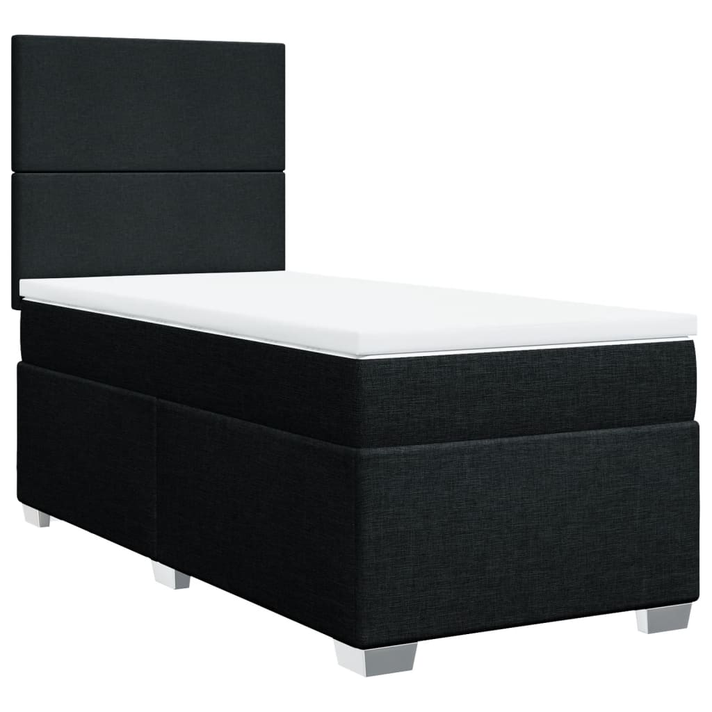vidaXL Κρεβάτι Boxspring με Στρώμα Μαύρο 90x190 εκ.Υφασμάτινο
