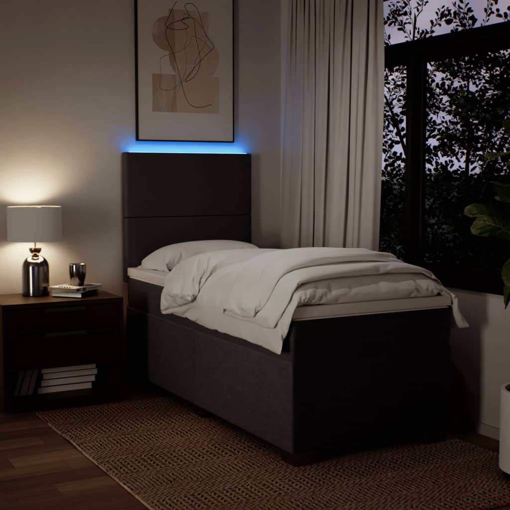 vidaXL Κρεβάτι Boxspring με Στρώμα Σκούρο Καφέ 90x190 εκ. Υφασμάτινο