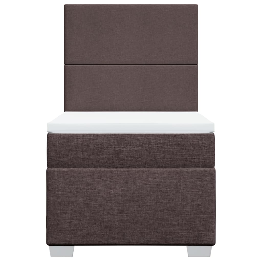 vidaXL Κρεβάτι Boxspring με Στρώμα Σκούρο Καφέ 90x190 εκ. Υφασμάτινο