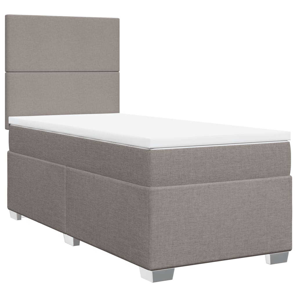 vidaXL Κρεβάτι Boxspring με Στρώμα Taupe 90x190 εκ.Υφασμάτινο