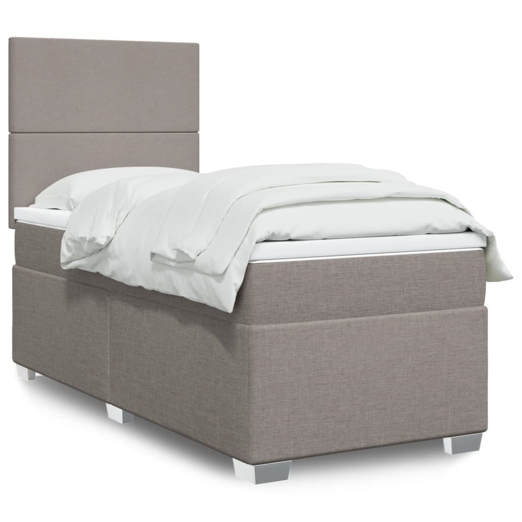 vidaXL Κρεβάτι Boxspring με Στρώμα Taupe 90x190 εκ.Υφασμάτινο