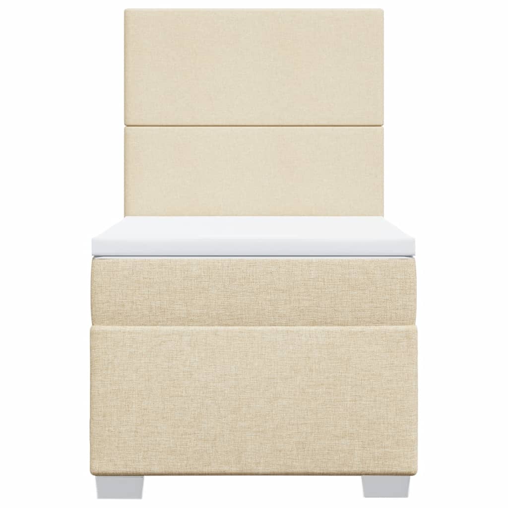 vidaXL Κρεβάτι Boxspring με Στρώμα Κρεμ 90x190 εκ.Υφασμάτινο