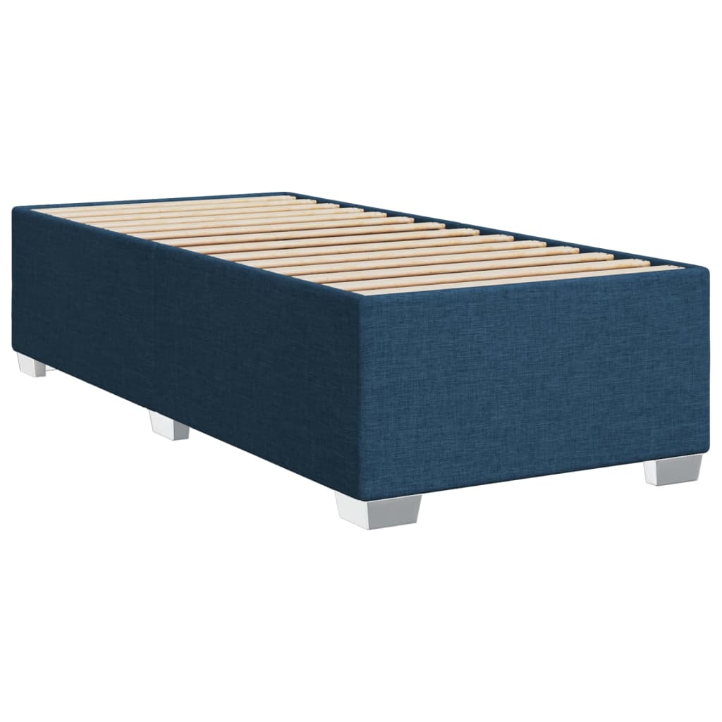 vidaXL Κρεβάτι Boxspring με Στρώμα Μπλε 90x190 εκ.Υφασμάτινο