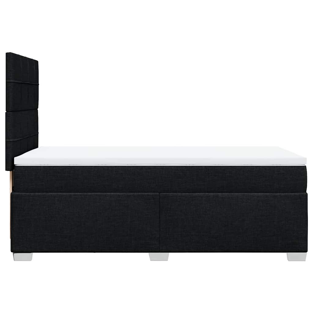 vidaXL Κρεβάτι Boxspring με Στρώμα Μαύρο 90x190 εκ.Υφασμάτινο