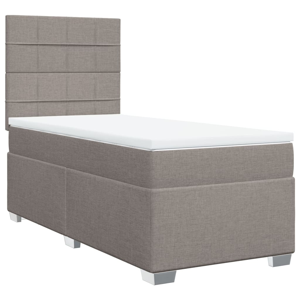 vidaXL Κρεβάτι Boxspring με Στρώμα Taupe 90x190 εκ.Υφασμάτινο