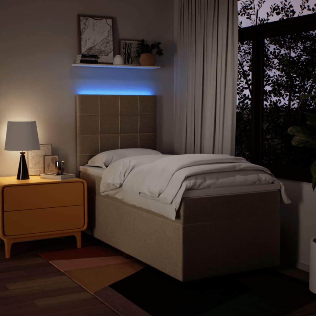 vidaXL Κρεβάτι Boxspring με Στρώμα Κρεμ 90x190 εκ.Υφασμάτινο
