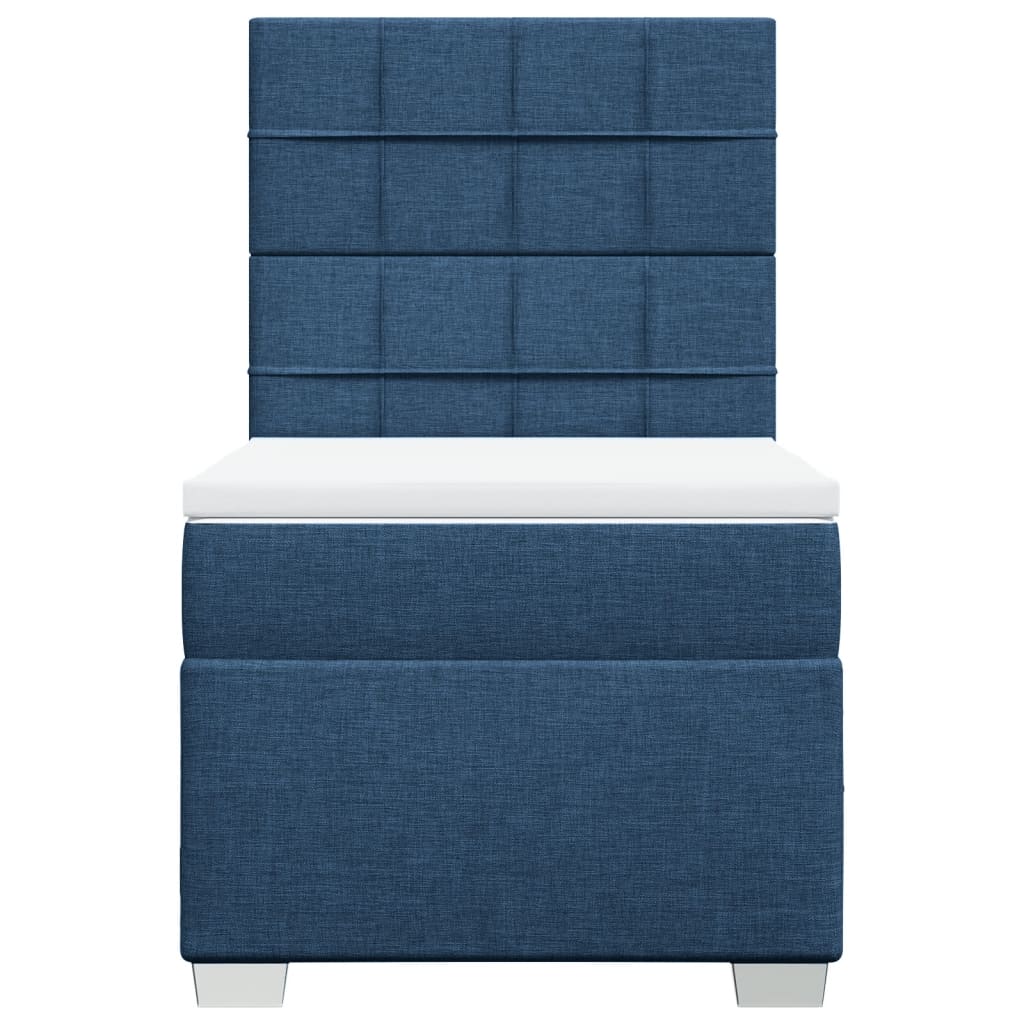 vidaXL Κρεβάτι Boxspring με Στρώμα Μπλε 90x190 εκ.Υφασμάτινο