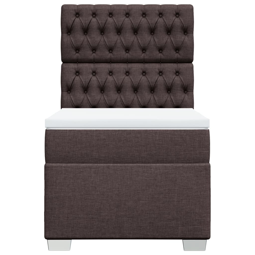 vidaXL Κρεβάτι Boxspring με Στρώμα Σκούρο Καφέ 90x190 εκ. Υφασμάτινο
