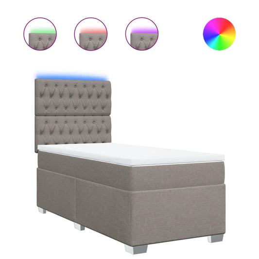 vidaXL Κρεβάτι Boxspring με Στρώμα Taupe 90x190 εκ.Υφασμάτινο