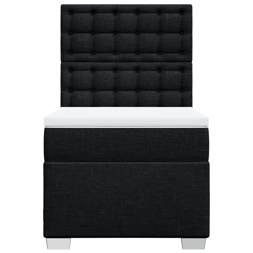 vidaXL Κρεβάτι Boxspring με Στρώμα Μαύρο 90x190 εκ.Υφασμάτινο