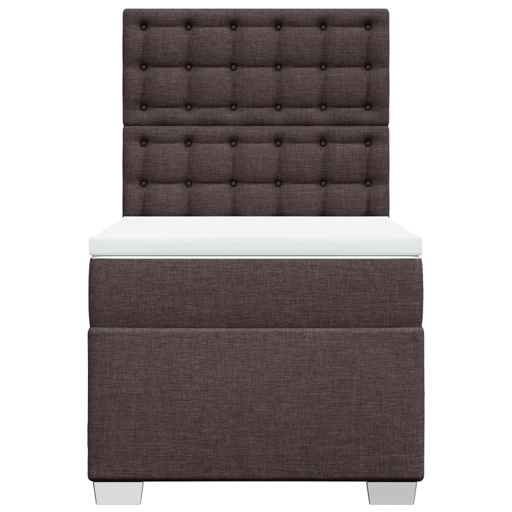 vidaXL Κρεβάτι Boxspring με Στρώμα Σκούρο Καφέ 90x190 εκ. Υφασμάτινο