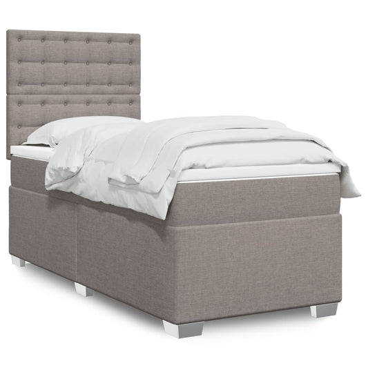 vidaXL Κρεβάτι Boxspring με Στρώμα Taupe 90x190 εκ.Υφασμάτινο