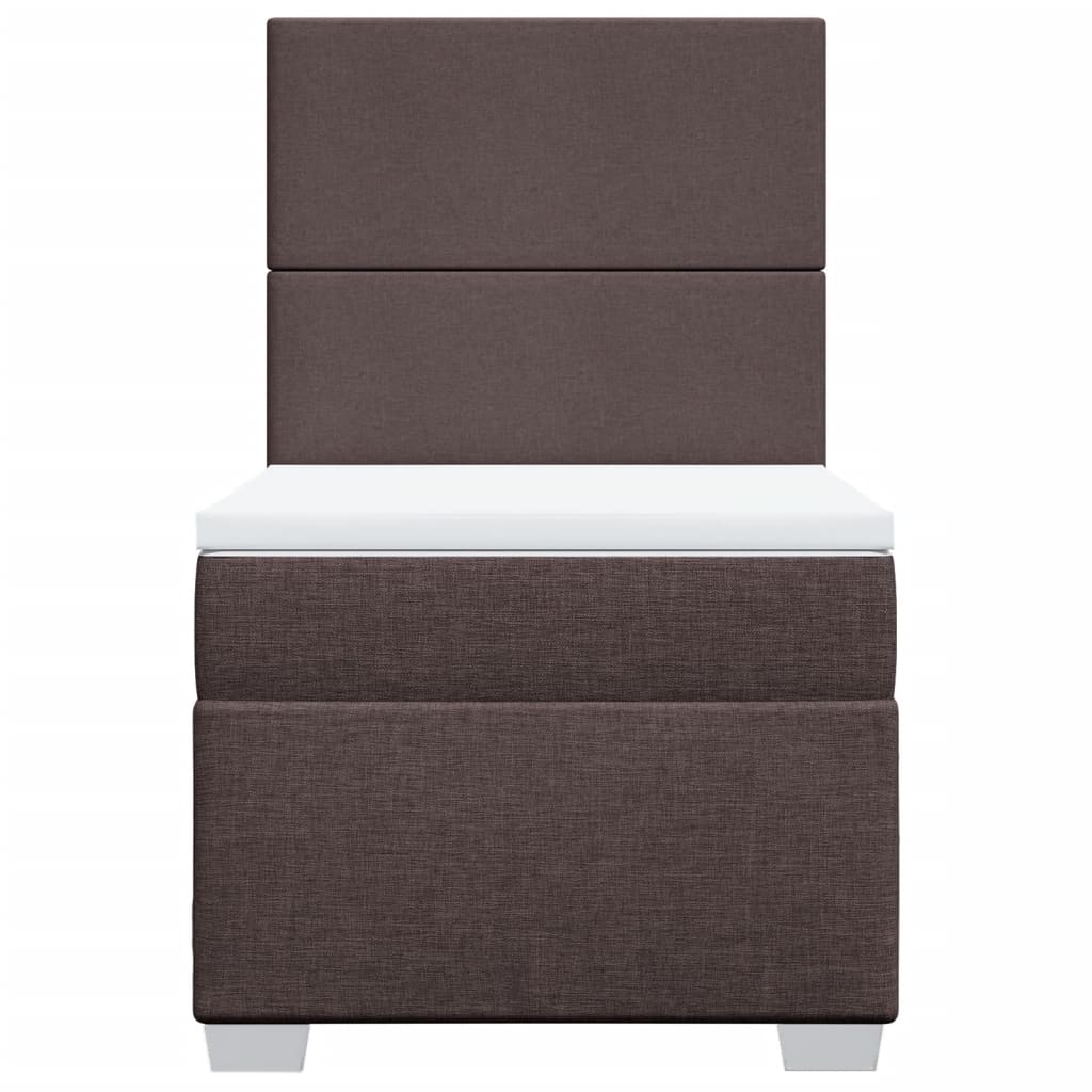 vidaXL Κρεβάτι Boxspring με Στρώμα Σκούρο Καφέ 90x200 εκ. Υφασμάτινο
