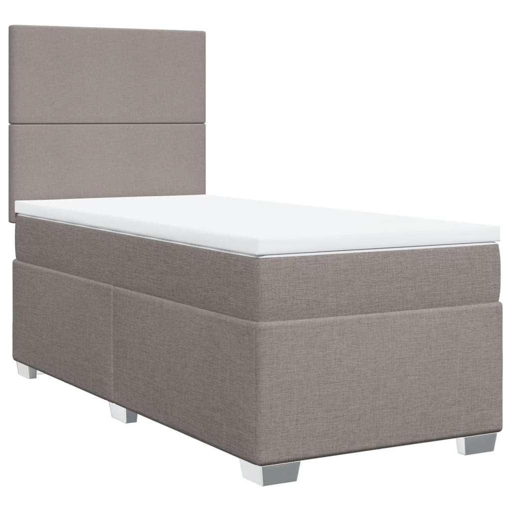 vidaXL Κρεβάτι Boxspring με Στρώμα Taupe 90x200 εκ. Υφασμάτινο