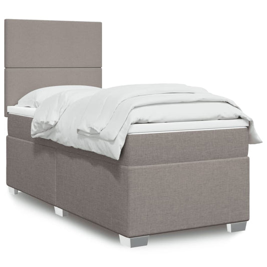 vidaXL Κρεβάτι Boxspring με Στρώμα Taupe 90x200 εκ. Υφασμάτινο