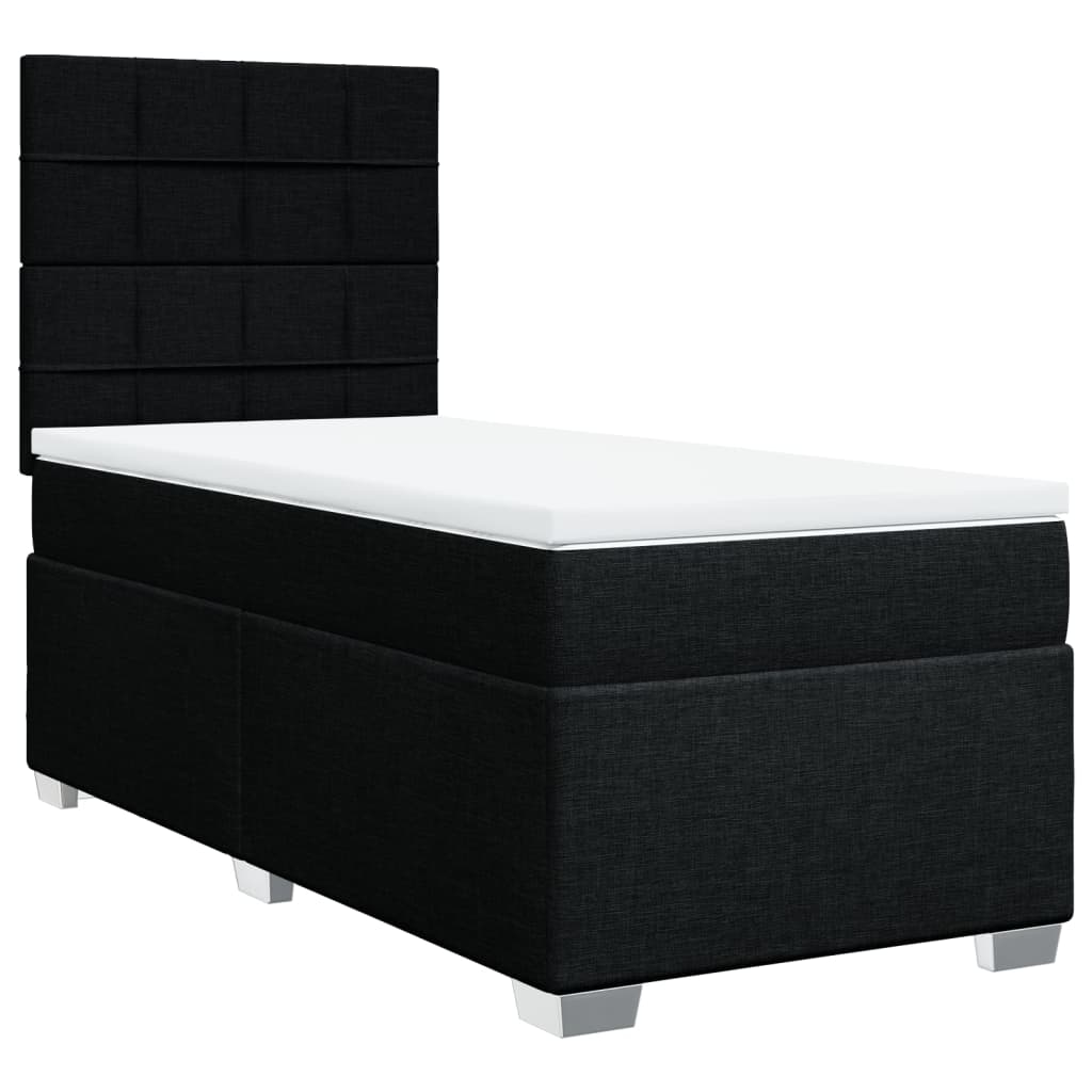 vidaXL Κρεβάτι Boxspring με Στρώμα Μαύρο 90x200 εκ. Υφασμάτινο