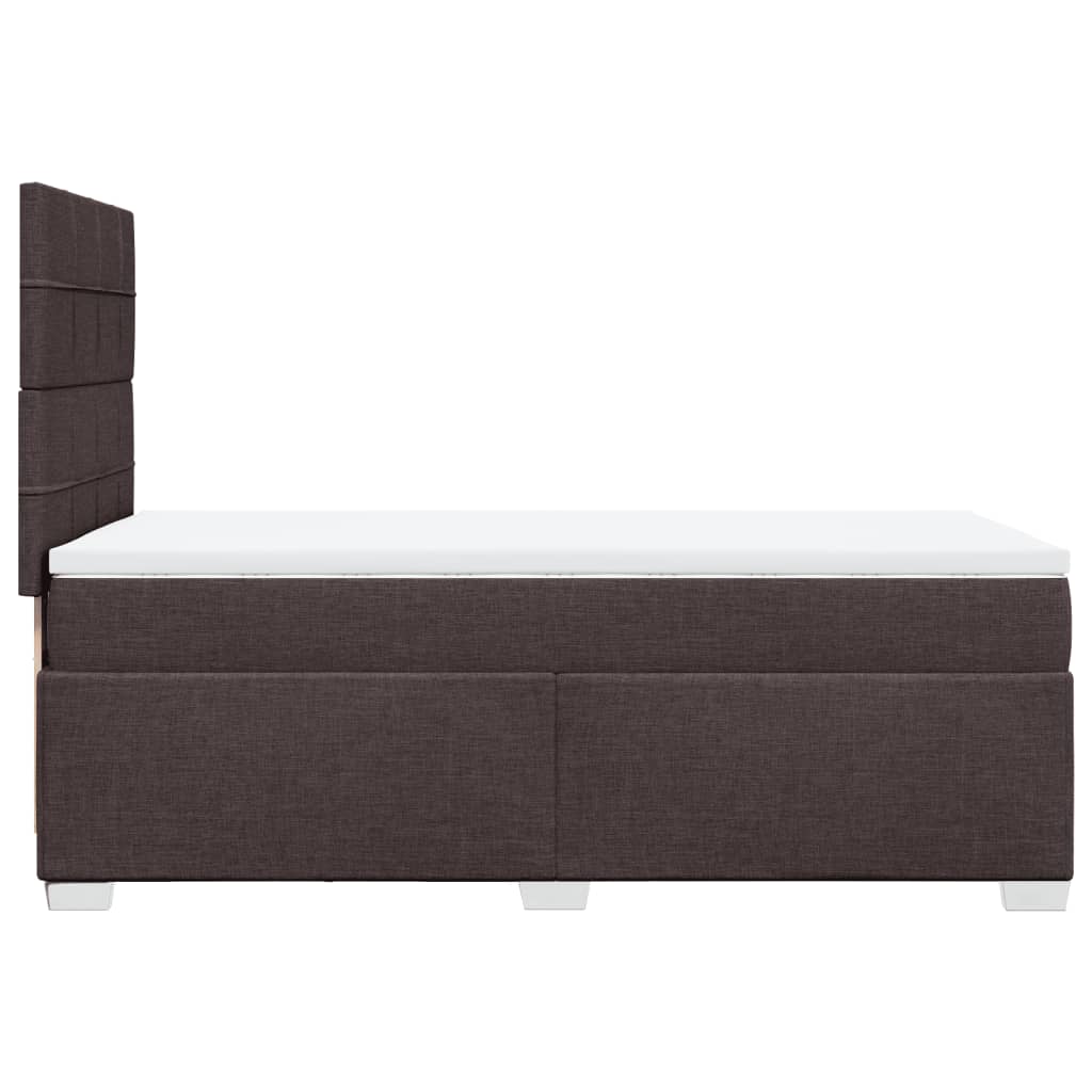 vidaXL Κρεβάτι Boxspring με Στρώμα Σκούρο Καφέ 90x200 εκ. Υφασμάτινο