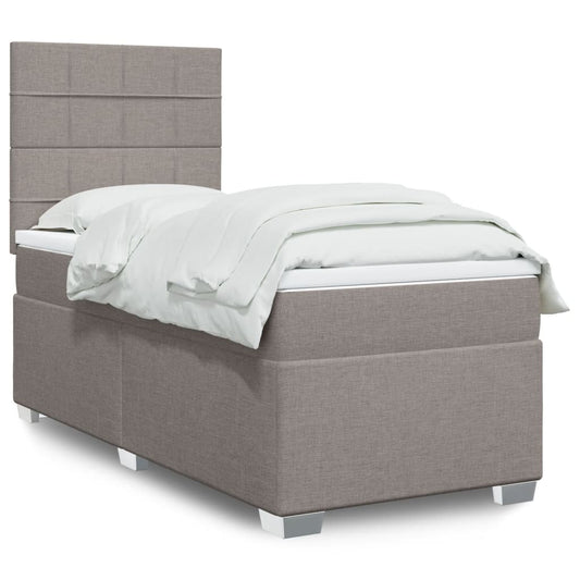 vidaXL Κρεβάτι Boxspring με Στρώμα Taupe 90x200 εκ. Υφασμάτινο