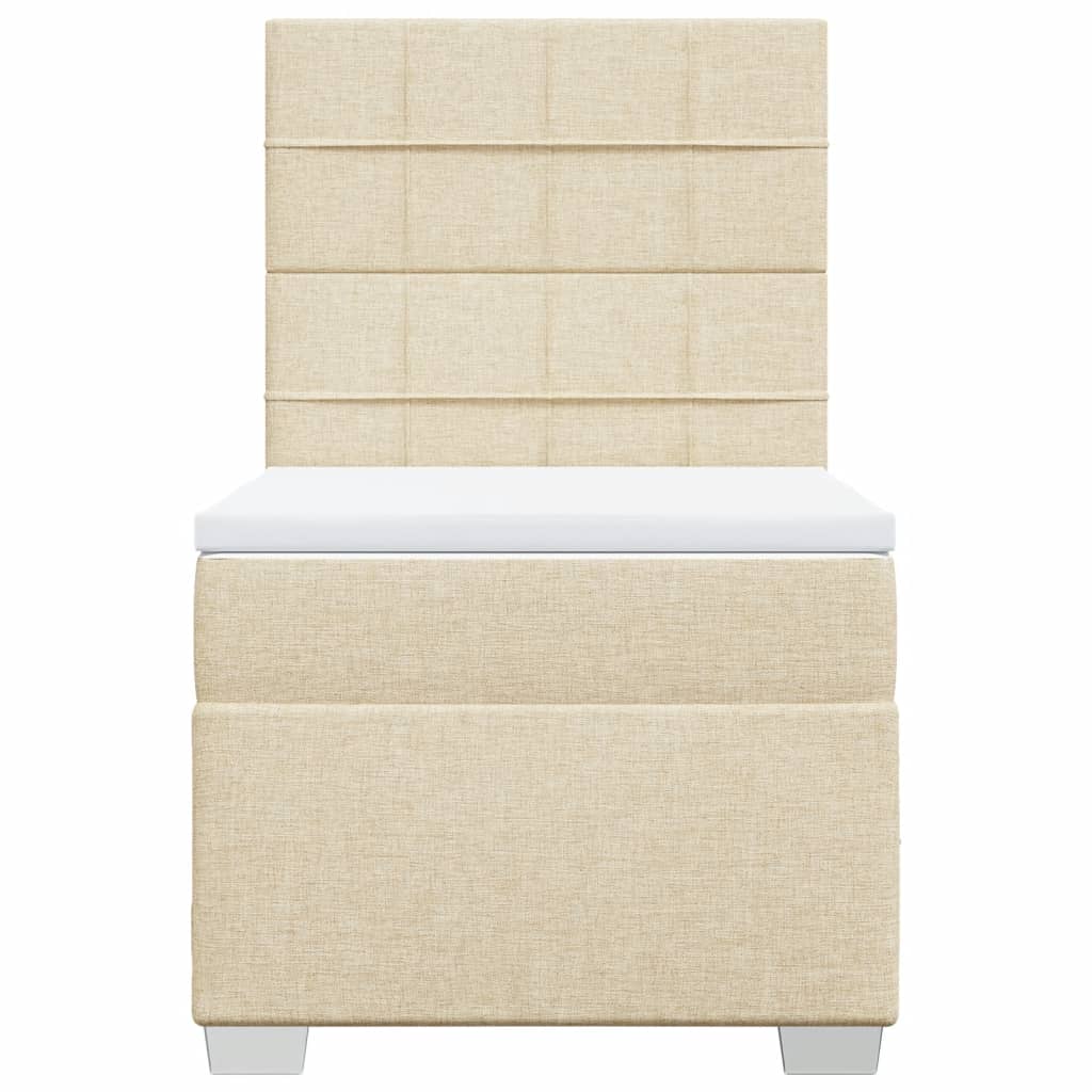 vidaXL Κρεβάτι Boxspring με Στρώμα Κρεμ 90x200 εκ.Υφασμάτινο