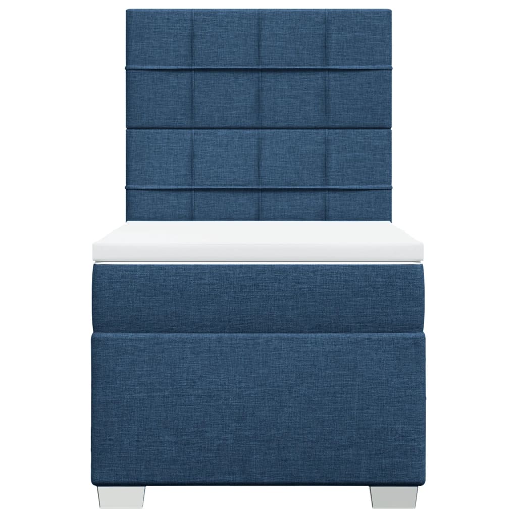 vidaXL Κρεβάτι Boxspring με Στρώμα Μπλε 90x200 εκ.Υφασμάτινο