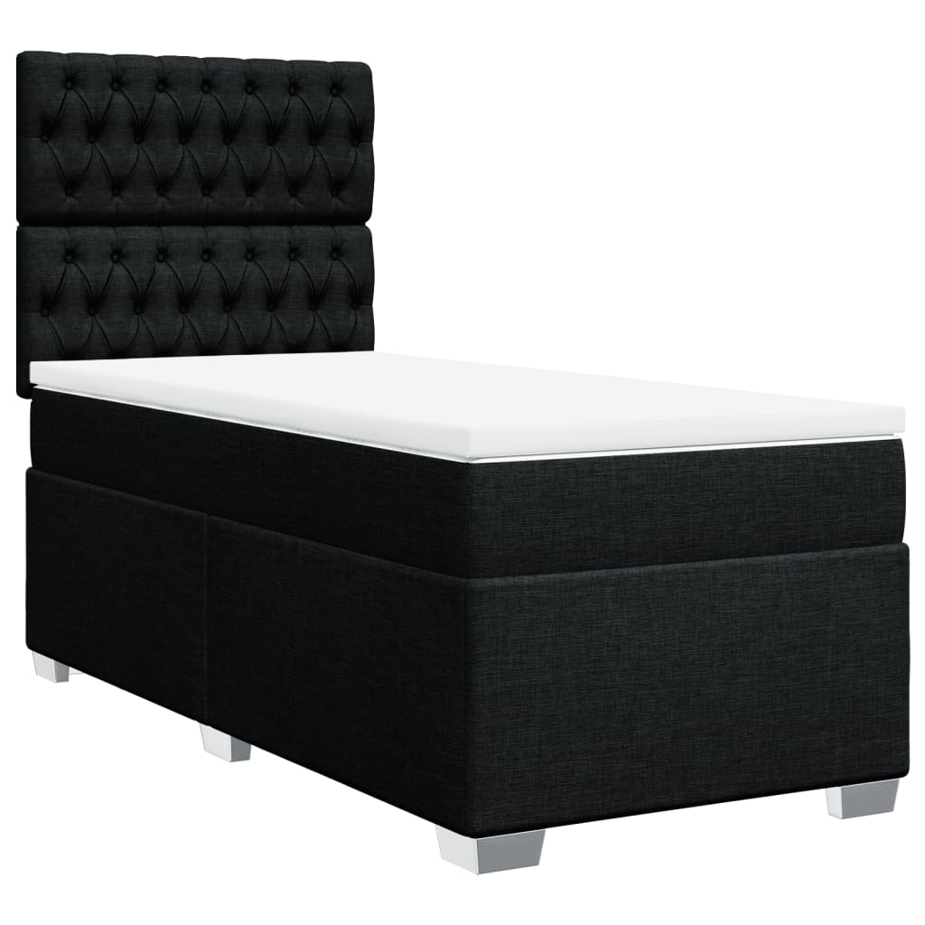 vidaXL Κρεβάτι Boxspring με Στρώμα Μαύρο 90x200 εκ. Υφασμάτινο