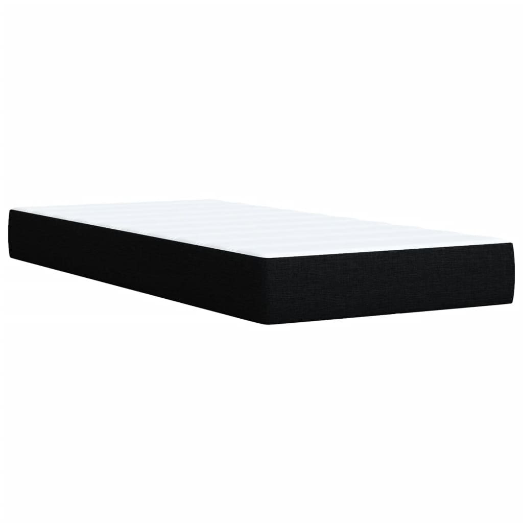vidaXL Κρεβάτι Boxspring με Στρώμα Μαύρο 90x200 εκ. Υφασμάτινο