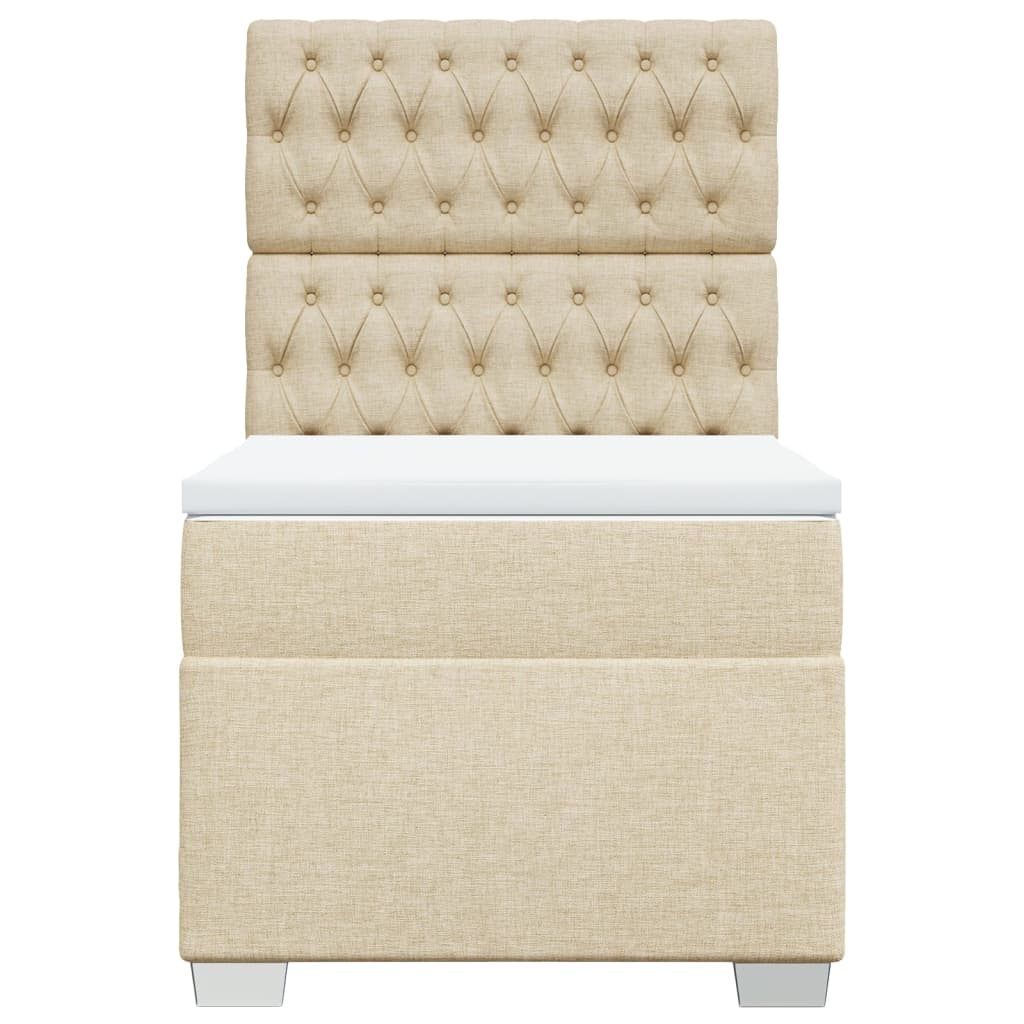 vidaXL Κρεβάτι Boxspring με Στρώμα Κρεμ 90x200 εκ.Υφασμάτινο