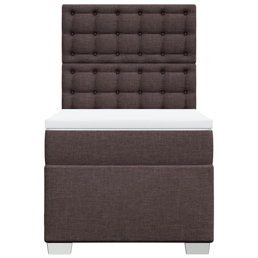 vidaXL Κρεβάτι Boxspring με Στρώμα Σκούρο Καφέ 90x200 εκ. Υφασμάτινο