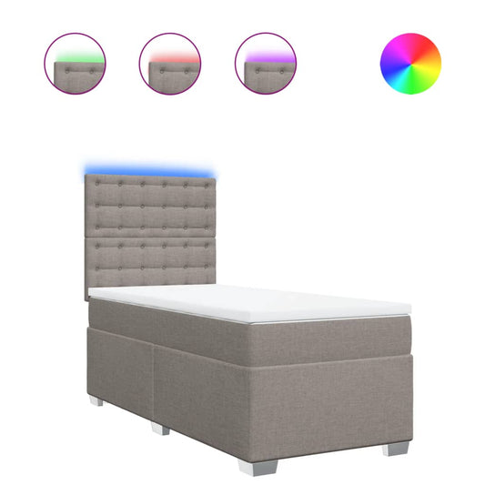 vidaXL Κρεβάτι Boxspring με Στρώμα Taupe 90x200 εκ. Υφασμάτινο