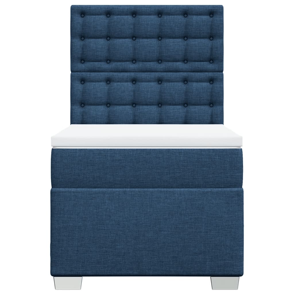 vidaXL Κρεβάτι Boxspring με Στρώμα Μπλε 90x200 εκ.Υφασμάτινο