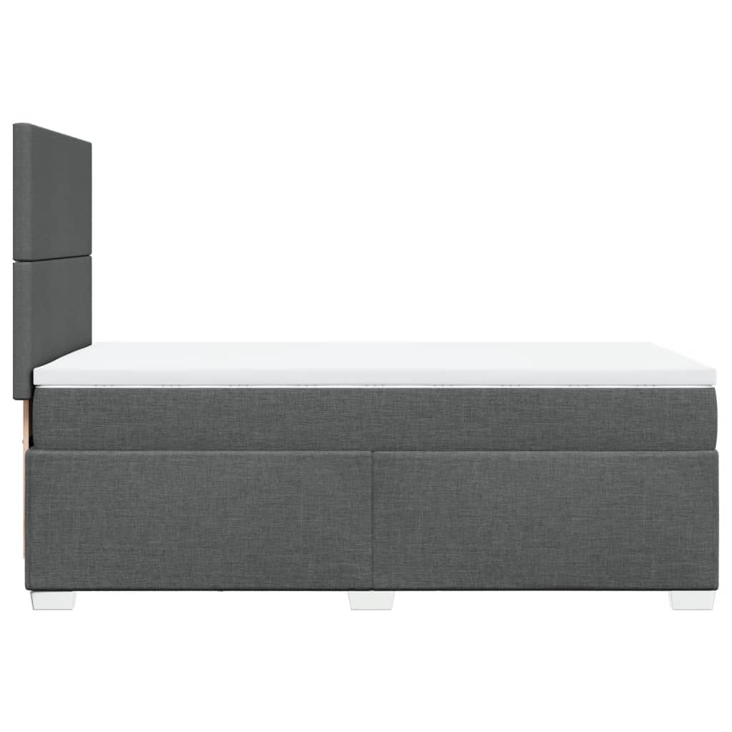 vidaXL Κρεβάτι Boxspring με Στρώμα Σκούρο Γκρι 100x200 εκ. Υφασμάτινο