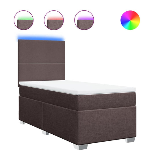 vidaXL Κρεβάτι Boxspring με Στρώμα Σκούρο Καφέ 100x200 εκ. Υφασμάτινο